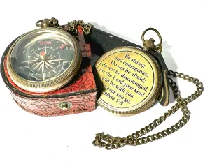 be Strong with All Your Heart -Proverbs 3: 5-6 Quote Engraved Compass with Leather Box, Camping Compass, Gift Compass, Graduation Day Gifts, Religious Gifts, Catholic Gifts,