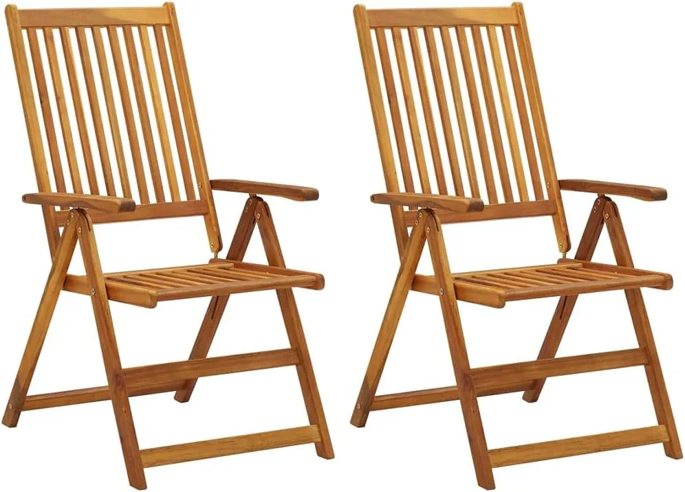Beach Chairs, Outdoor Furniture,Outside Furniture,Patio Reclining Chairs 2 pcs with Cushions Solid Acacia WoodFor Gardens, patios, Balconies