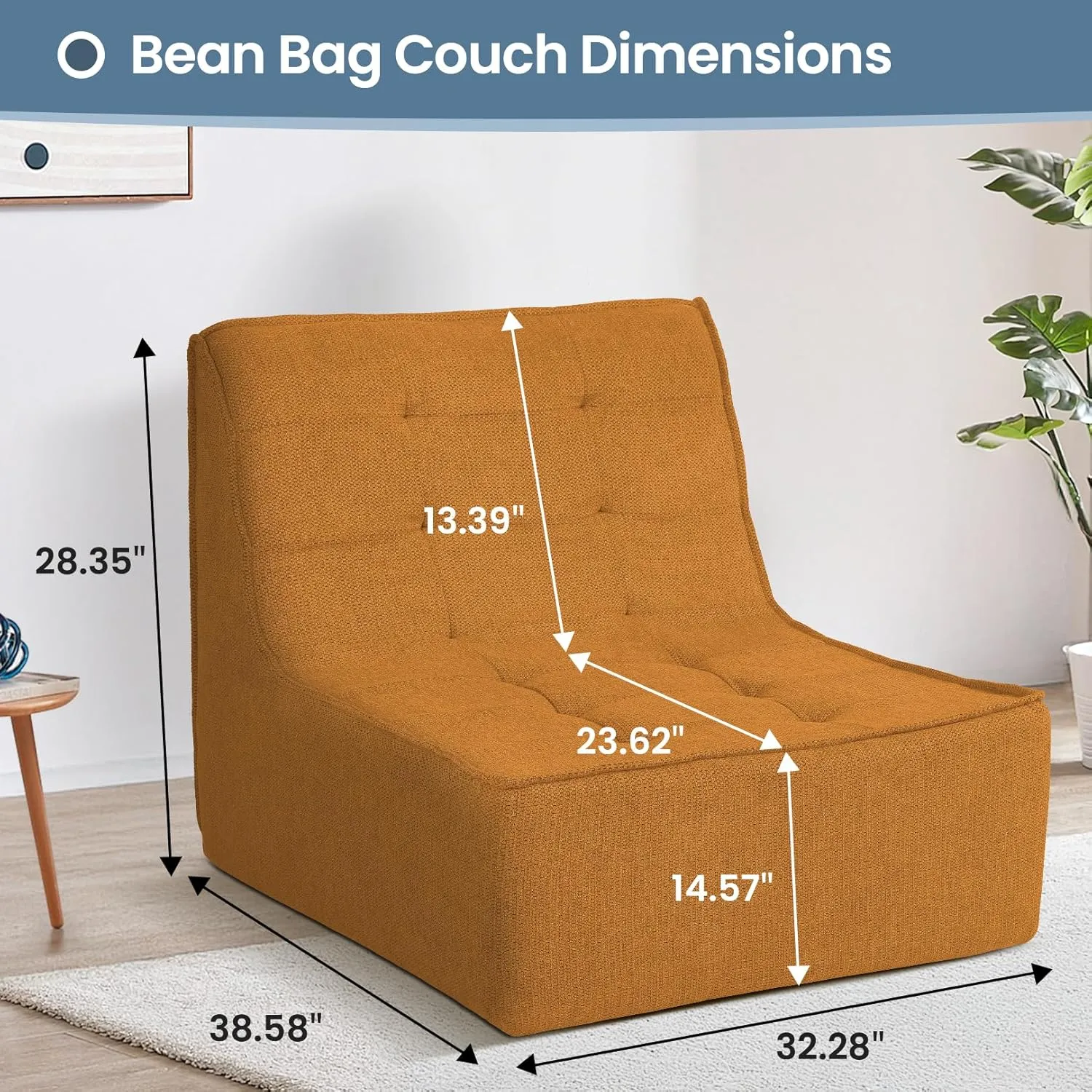 Bean Bag Chair Bean Bag Sofa Chair Soft Stuffed Filling, Fluffy and Lazy Sofa with Filler, Comfy Cozy Giant BeanBag Chairs for Adults with Memory Foam Bean Bag Couch Accent Lounger