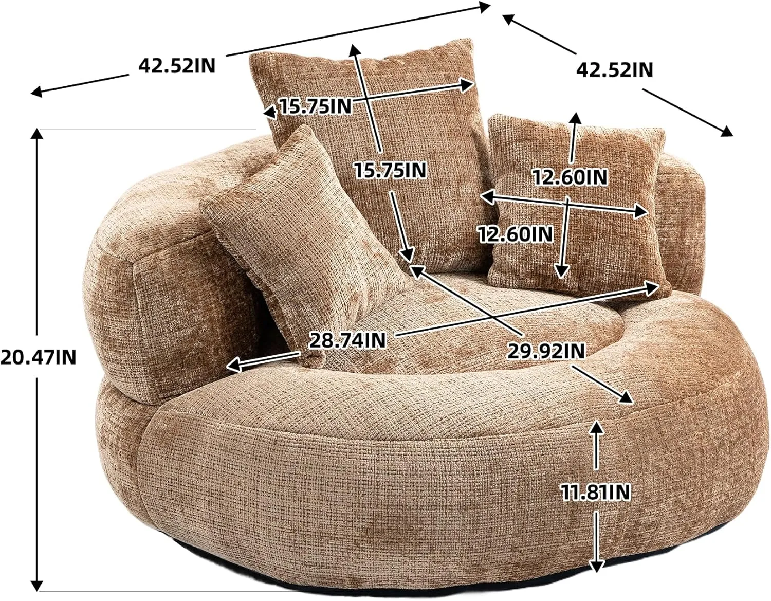 Bean Bag Chair Lazy Sofa Durable Comfort Lounger High Back Bean Bag Chair Couch for Adults and Kids, Indoor & Outdoor Accent Armchair for Living Room, Coffee