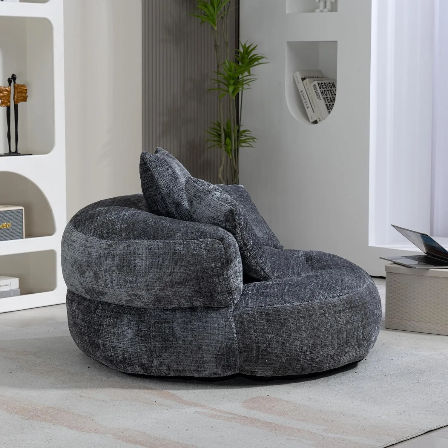 Bean Bag Chair Lazy Sofa Durable Comfort Lounger High Back Bean Bag Chair Couch for Adults and Kids, Indoor & Outdoor Accent Armchair for Living Room, Gray