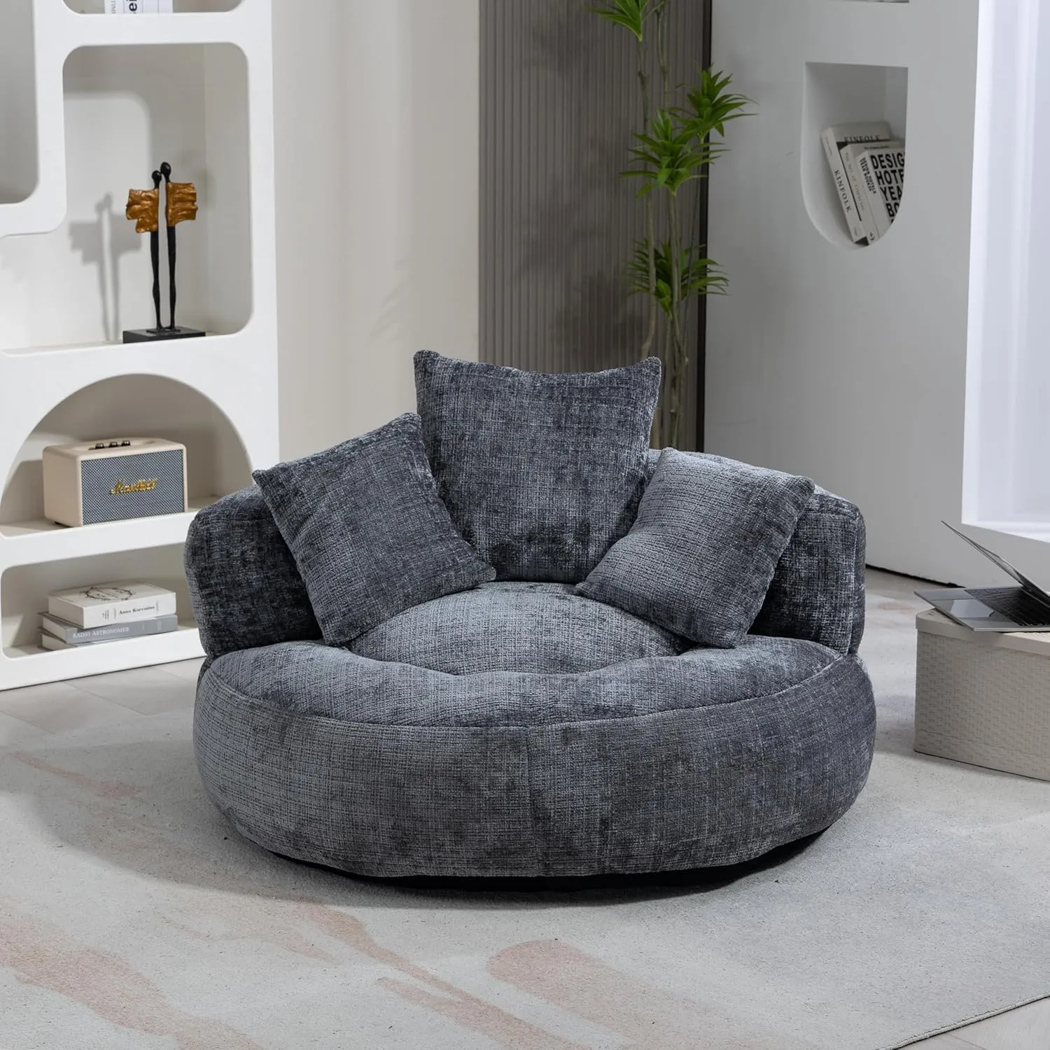 Bean Bag Chair Lazy Sofa Durable Comfort Lounger High Back Bean Bag Chair Couch for Adults and Kids, Indoor & Outdoor Accent Armchair for Living Room, Gray