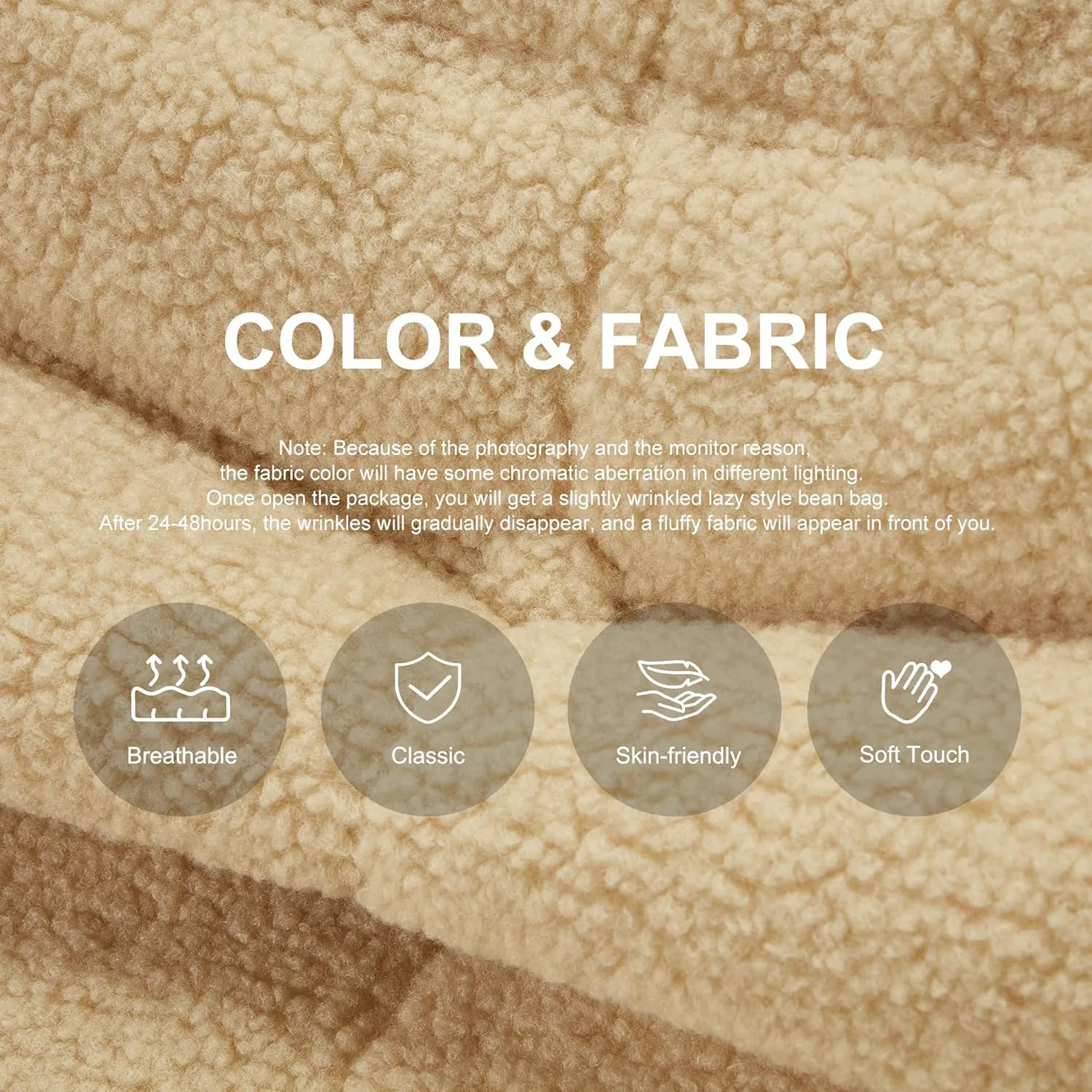 Bean Bag Chairs for Adults Giant Bean Bag Chair Memory Foam BeanBag Chair Big Bean Bag Sofa with Filler Faux Fur Fireside Beanbags Lazy Sofa for Living Room Bedroom Dorm Office (Khaki Teddy)