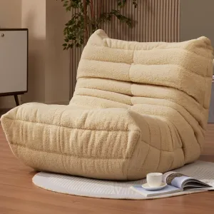 Bean Bag Chairs for Adults Giant Bean Bag Chair Memory Foam BeanBag Chair Big Bean Bag Sofa with Filler Faux Fur Fireside Beanbags Lazy Sofa for Living Room Bedroom Dorm Office (Khaki Teddy)