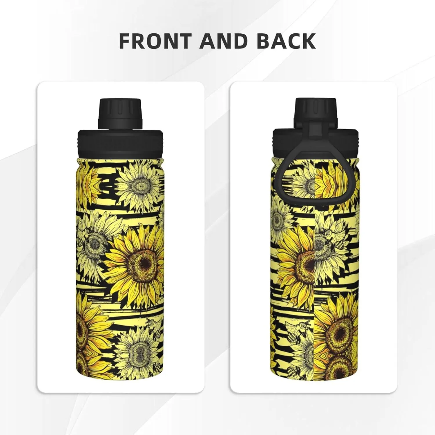 Bees Sunflowe 18oz Sports Insulated Bottle For Outdoor Activities,Your Ideal Companion Staying Hydrated