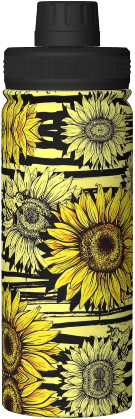 Bees Sunflowe 18oz Sports Insulated Bottle For Outdoor Activities,Your Ideal Companion Staying Hydrated