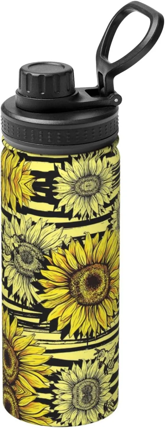 Bees Sunflowe 18oz Sports Insulated Bottle For Outdoor Activities,Your Ideal Companion Staying Hydrated
