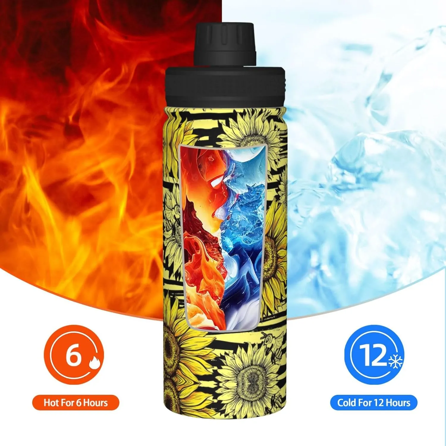 Bees Sunflowe 18oz Sports Insulated Bottle For Outdoor Activities,Your Ideal Companion Staying Hydrated