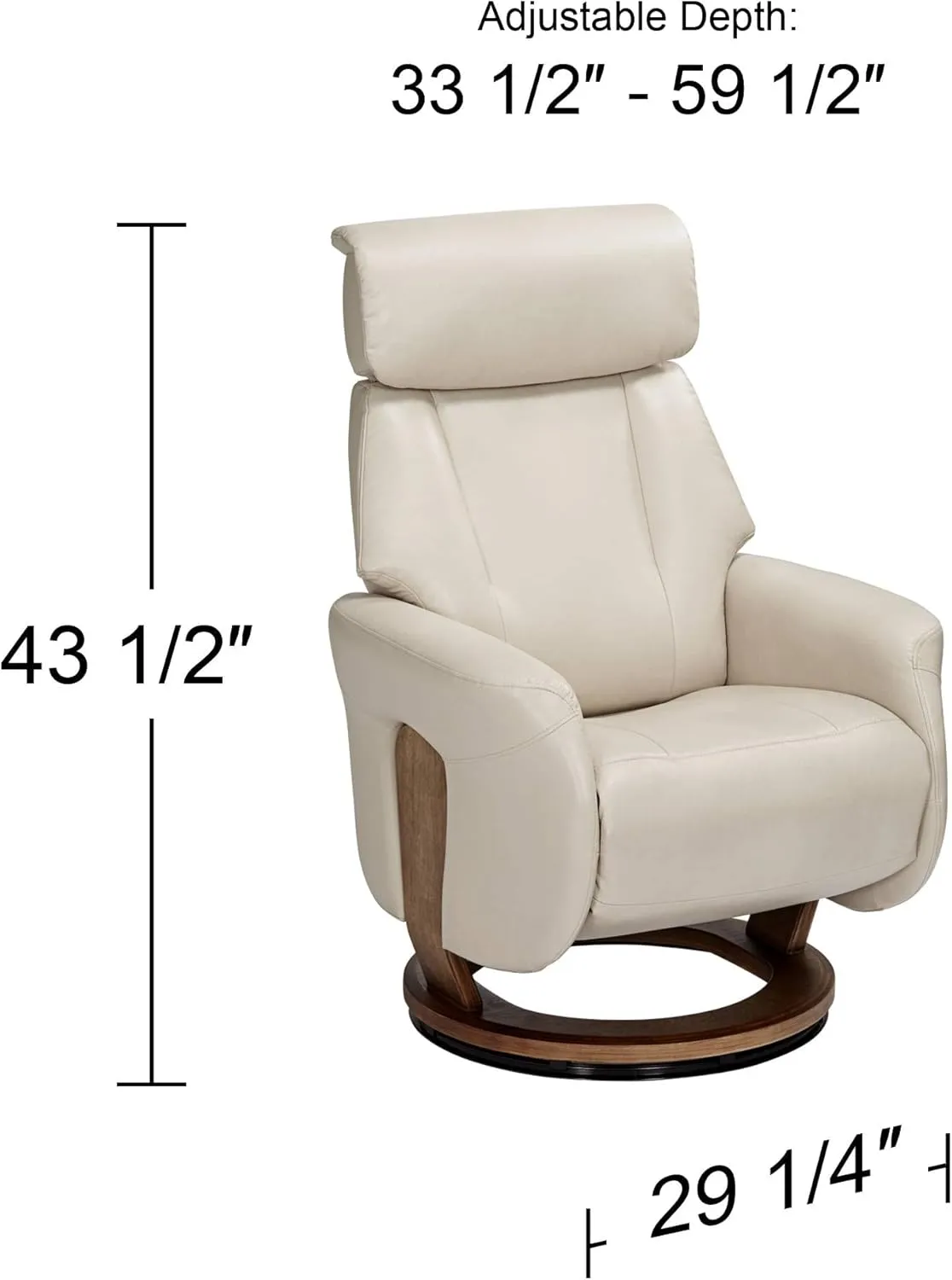 Benchmaster Augusta Taupe Faux Leather Swivel Recliner Chair Modern Armchair Comfortable Manual Reclining Footrest Adjustable Upholstered for Bedroom Living Room Reading Home Relax Office