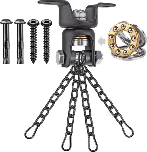 BeneLabel Heavy Duty Boxing Punching Bag Hanger with Chain, 800 LB Capacity, 360° Rotation Wood Beam Holder with 4 Chains and 4 Carabiners, 2 Wood Screws for Wooden Sets