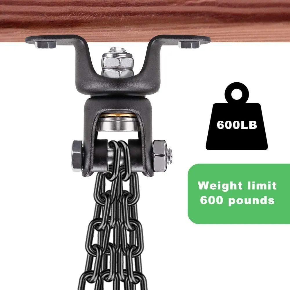 BeneLabel Heavy Duty Boxing Punching Bag Hanger with Chain, 800 LB Capacity, 360° Rotation Wood Beam Holder with 4 Chains and 4 Carabiners, 2 Wood Screws for Wooden Sets