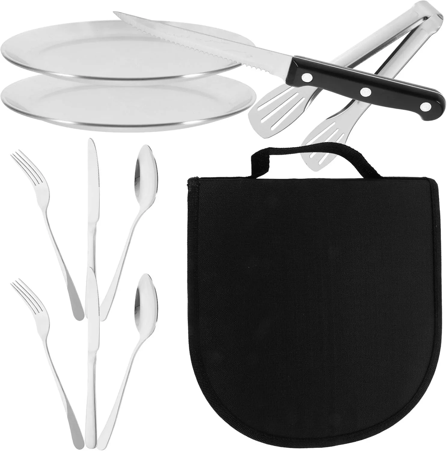 BESPORTBLE 1set Stainless Steel Tableware Kit Camping Utensils Set Ergonomic Design for Outdoor Dining Forks and Spoons for Home Restaurant and Travel Use