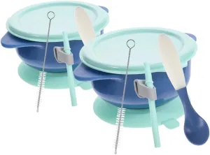 BESPORTBLE 2 Sets Suction Bowls with Lids Unbreakable Cereal Bowls and Ergonomic Design Portable Easy to Clean Leak Bright Color Includes Spoons and Straws