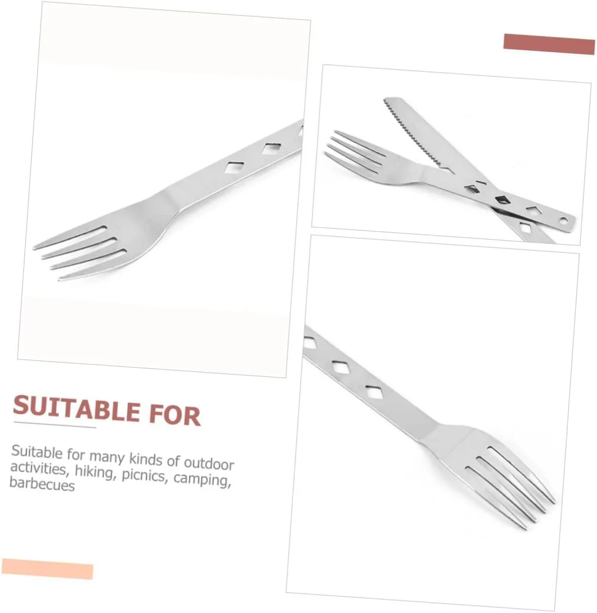 BESPORTBLE 4 Sets Modern Folding Tableware Set of Camping Cutlery Stainless Steel Forks Spoons for Outdoor