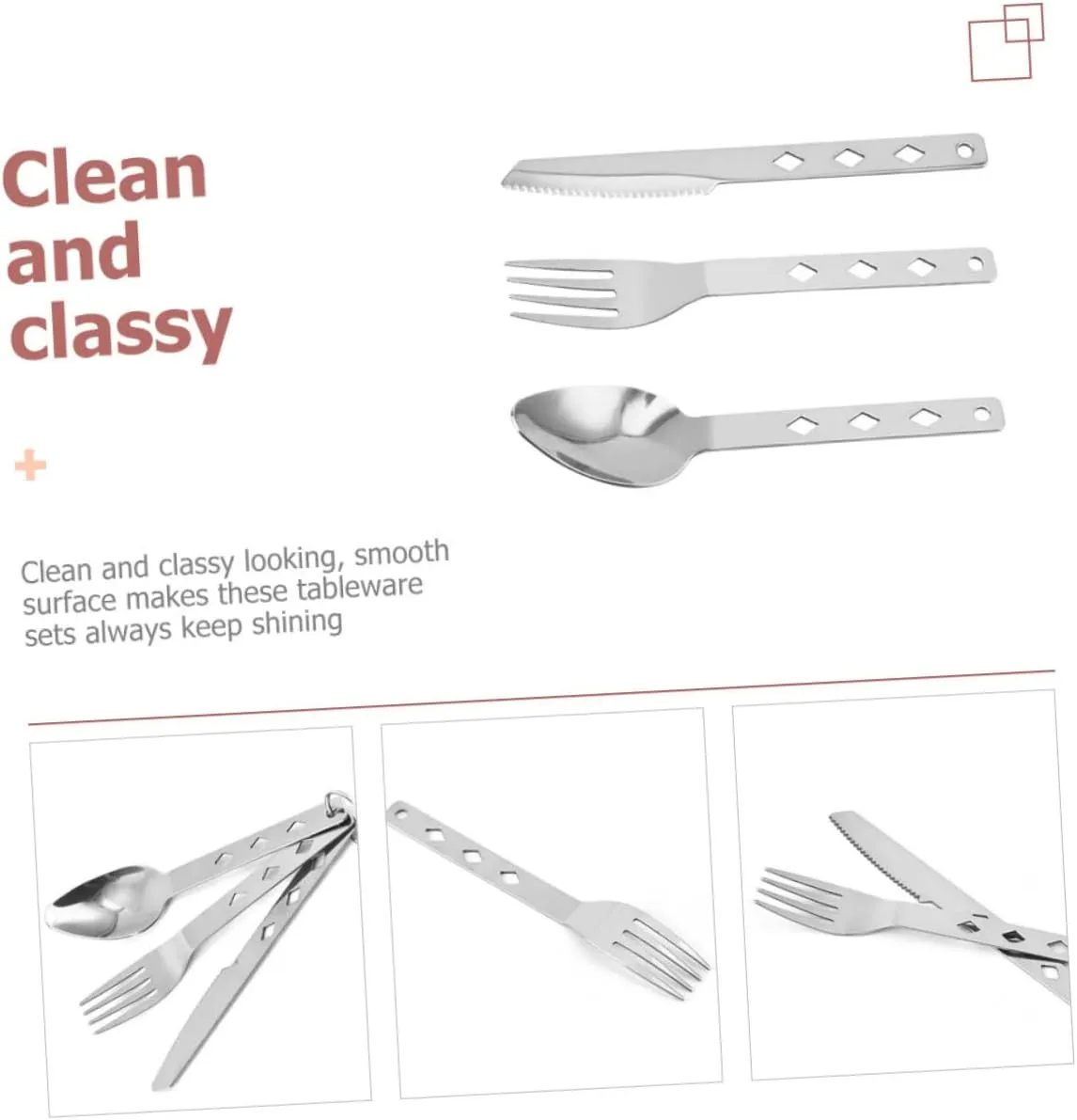 BESPORTBLE 4 Sets Modern Folding Tableware Set of Camping Cutlery Stainless Steel Forks Spoons for Outdoor