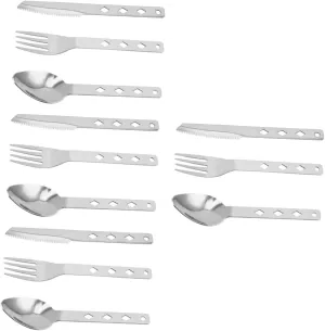 BESPORTBLE 4 Sets Modern Folding Tableware Set of Camping Cutlery Stainless Steel Forks Spoons for Outdoor