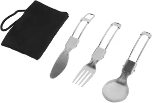 BESPORTBLE Travel Essential 1 Set of Portable Foldable Cutlery Stainless Steel Utensils Complete Tableware for Camping Picnics