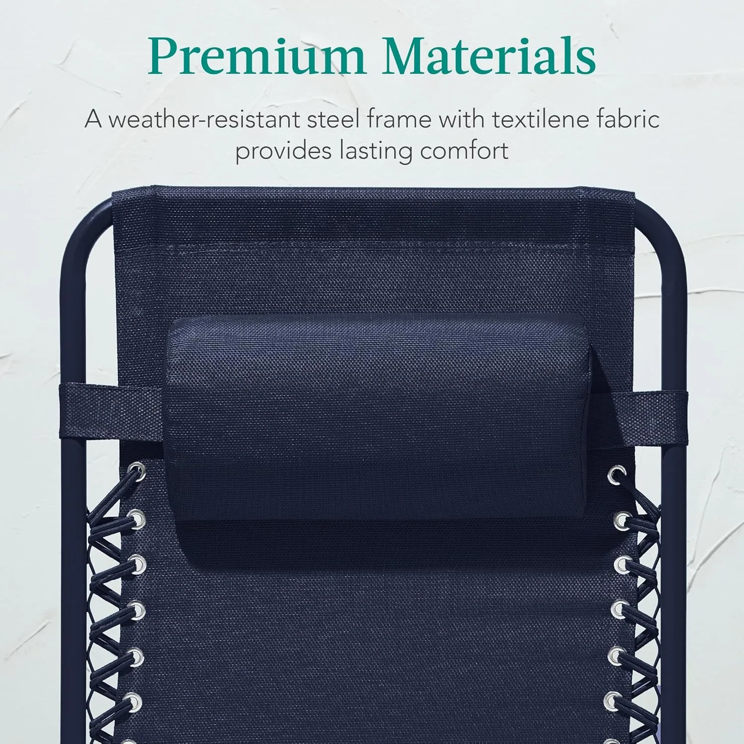 Best Choice Products Adjustable Zero Gravity Chair, Monochromatic Color Folding Patio Recliner w/Side Tray, Headrest - Navy