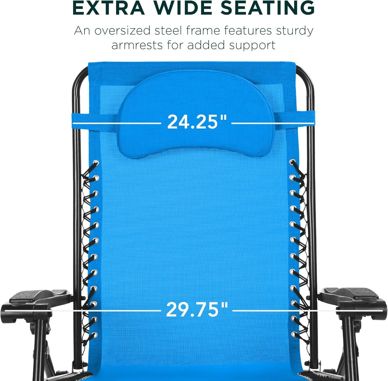 Best Choice Products Oversized Zero Gravity Chair, Folding Outdoor Patio Lounge Recliner w/Cup Holder Accessory Tray, Pillow - Light Blue