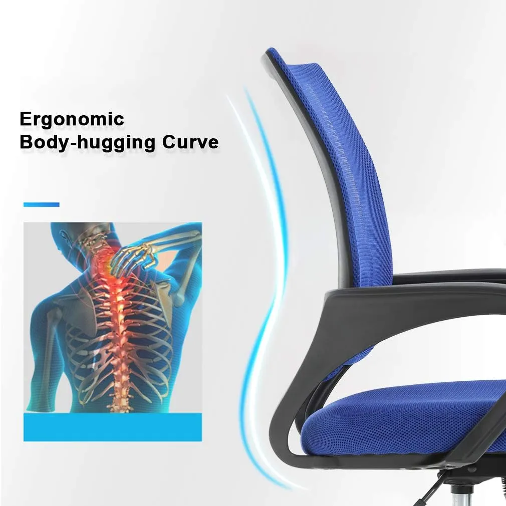 BestOffice Office Chair Ergonomic Cheap Desk Chair Mesh Computer Chair Lumbar Support Modern Executive Adjustable Stool Rolling Swivel Chair for Back Pain (Blue)