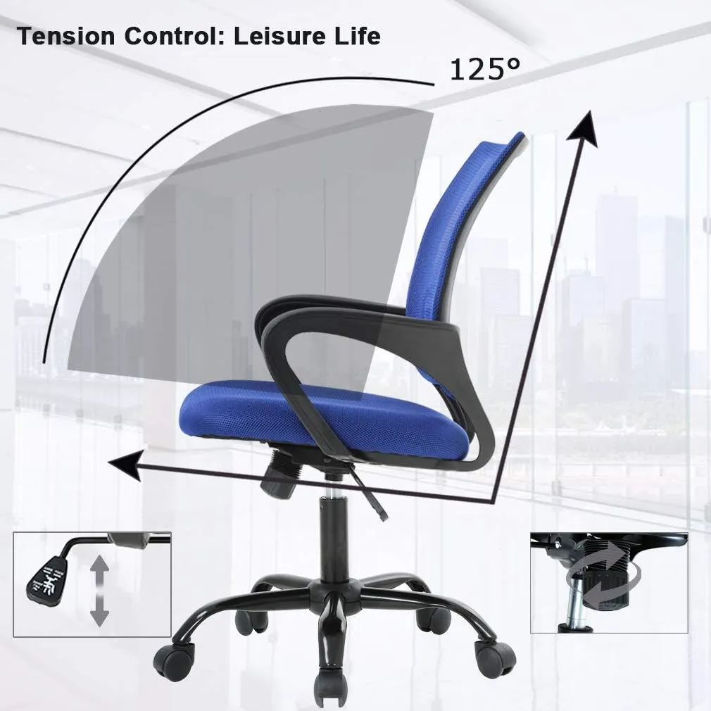 BestOffice Office Chair Ergonomic Cheap Desk Chair Mesh Computer Chair Lumbar Support Modern Executive Adjustable Stool Rolling Swivel Chair for Back Pain (Blue)