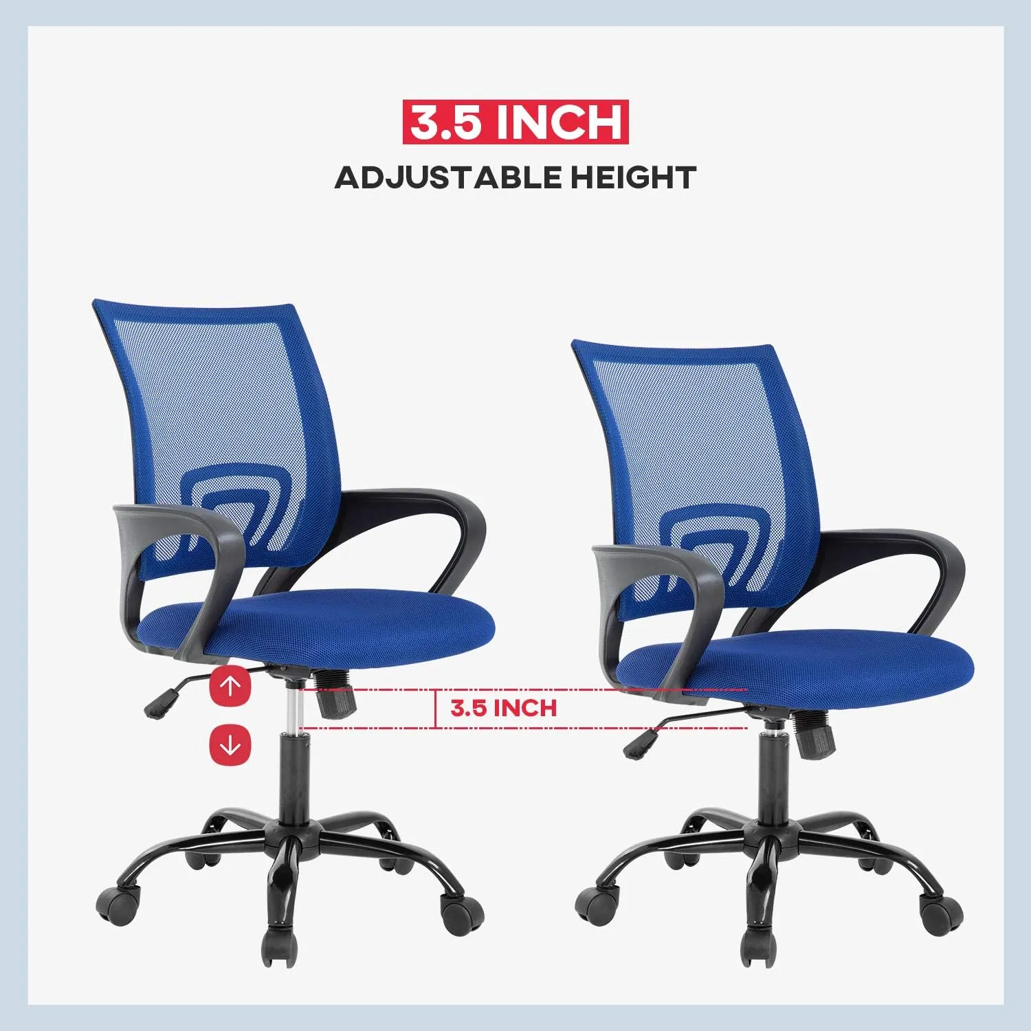 BestOffice Office Chair Ergonomic Cheap Desk Chair Mesh Computer Chair Lumbar Support Modern Executive Adjustable Stool Rolling Swivel Chair for Back Pain (Blue)