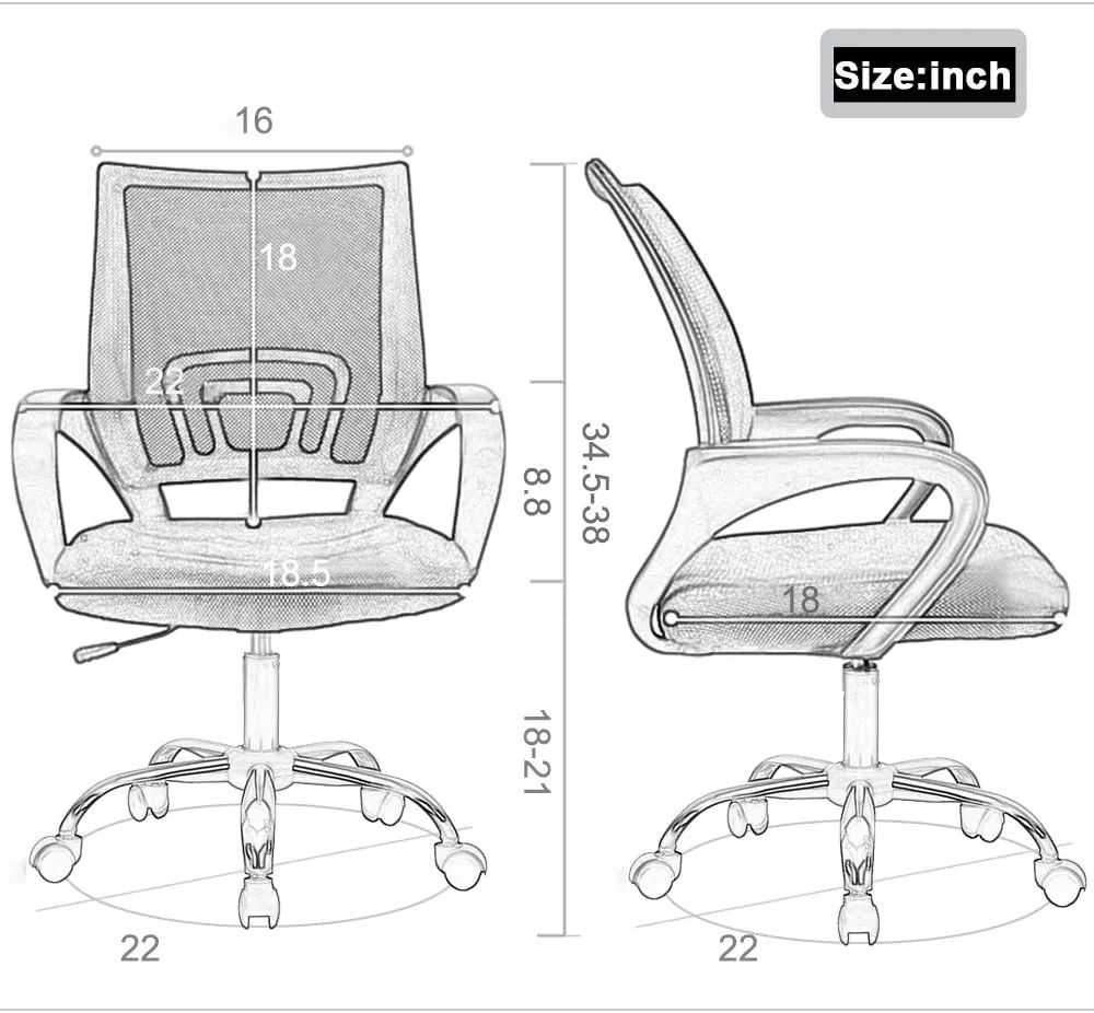 BestOffice Office Chair Ergonomic Cheap Desk Chair Mesh Computer Chair Lumbar Support Modern Executive Adjustable Stool Rolling Swivel Chair for Back Pain (Blue)