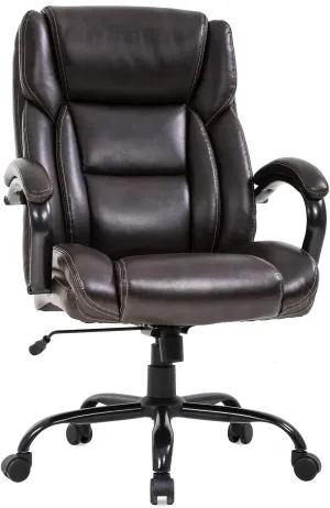 Big and Tall Office Chair 500lbs Wide Seat Ergonomic Desk Chair Task High Back Executive Chair Rolling Swivel PU Computer Chair with Lumbar Support Armrest Adjustable Chair for Heavy People, Brown