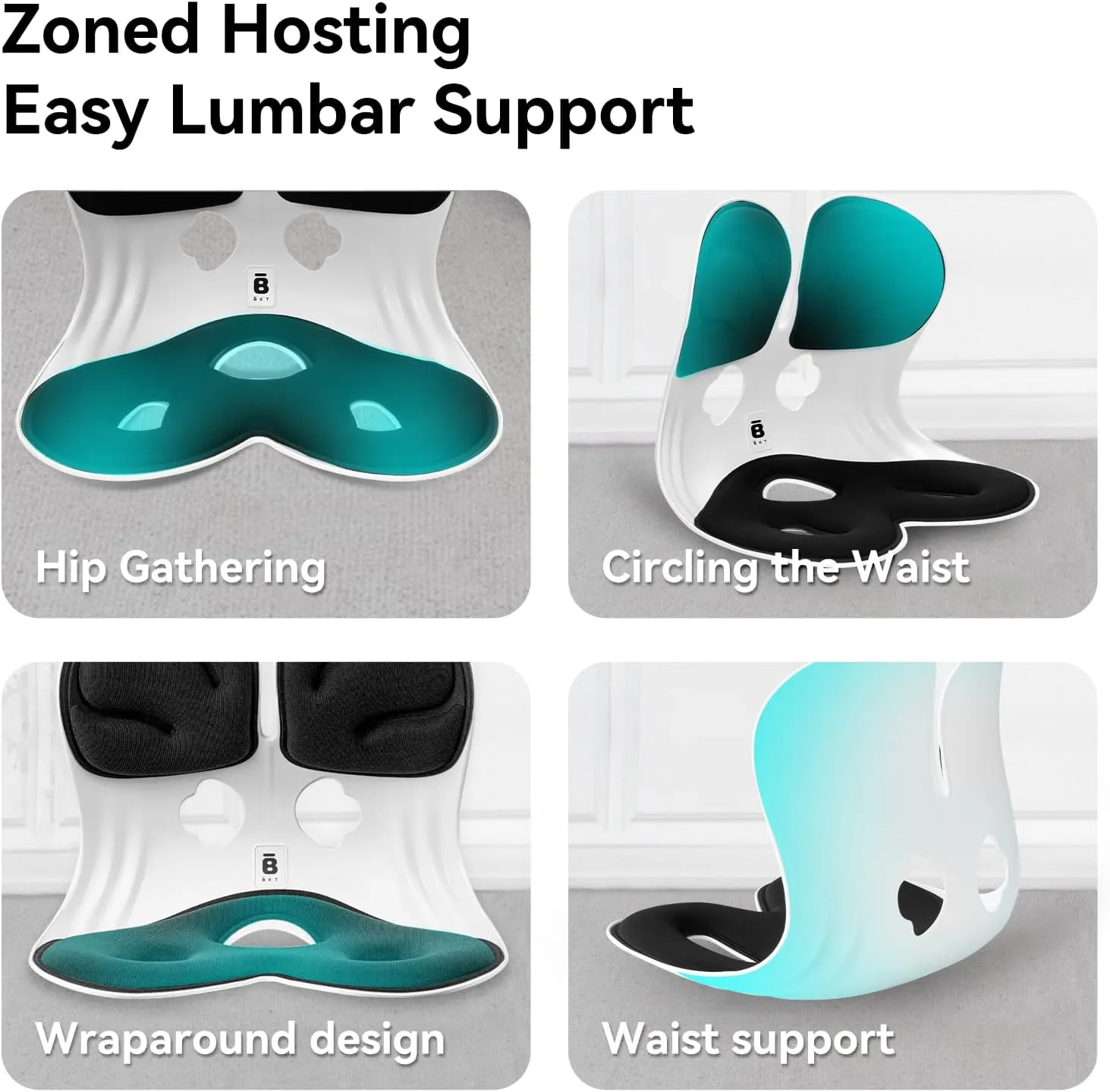 BKT Lumbar Support Seat Cushions Oversized Edition Engoromic Office Chair for Students Office Workers Nursing Mothers Long Sitting Outdoor Fishing Floor Chair (Black, Standard Edition)