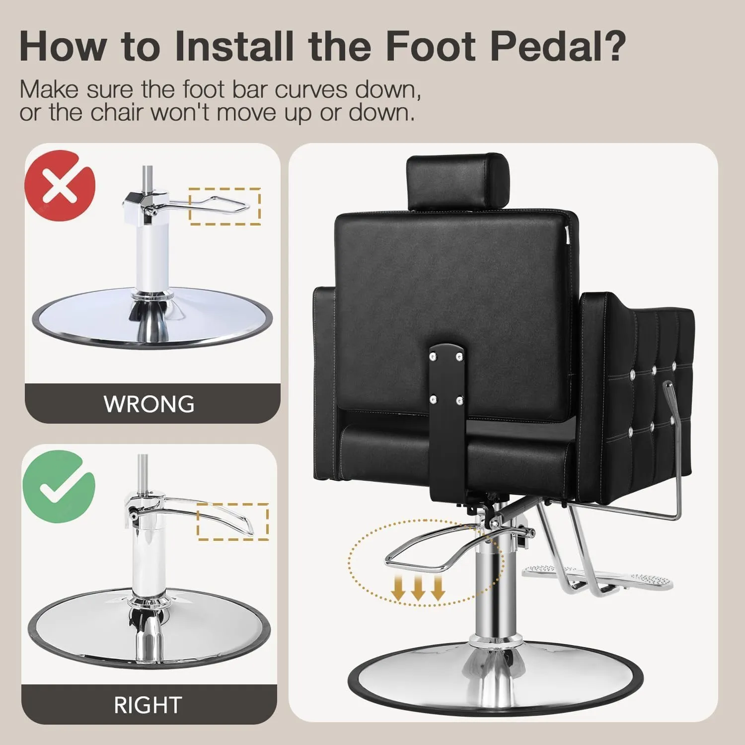 Black Reclining Salon Chair, Barber Chairs for Barbershop Home, Salon Chair for Hair Stylist, Styling Chairs Heavy Duty Hydraulic Pump, Adjustable Height & Removable Headrest, Crystal Button