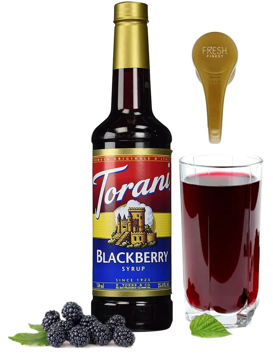 Blackberry Flavored Syrup 25.4 Ounces Blackberry Syrup Coffee Toppings with Fresh Finest Pump
