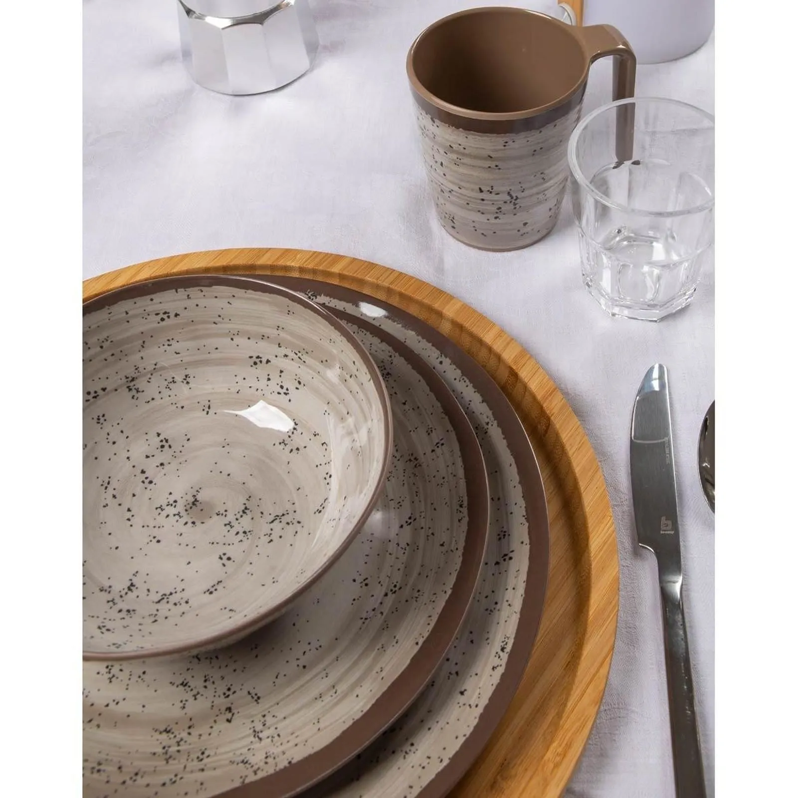Bo-Camp Mug Halo M Melamine 4 Pieces Beige