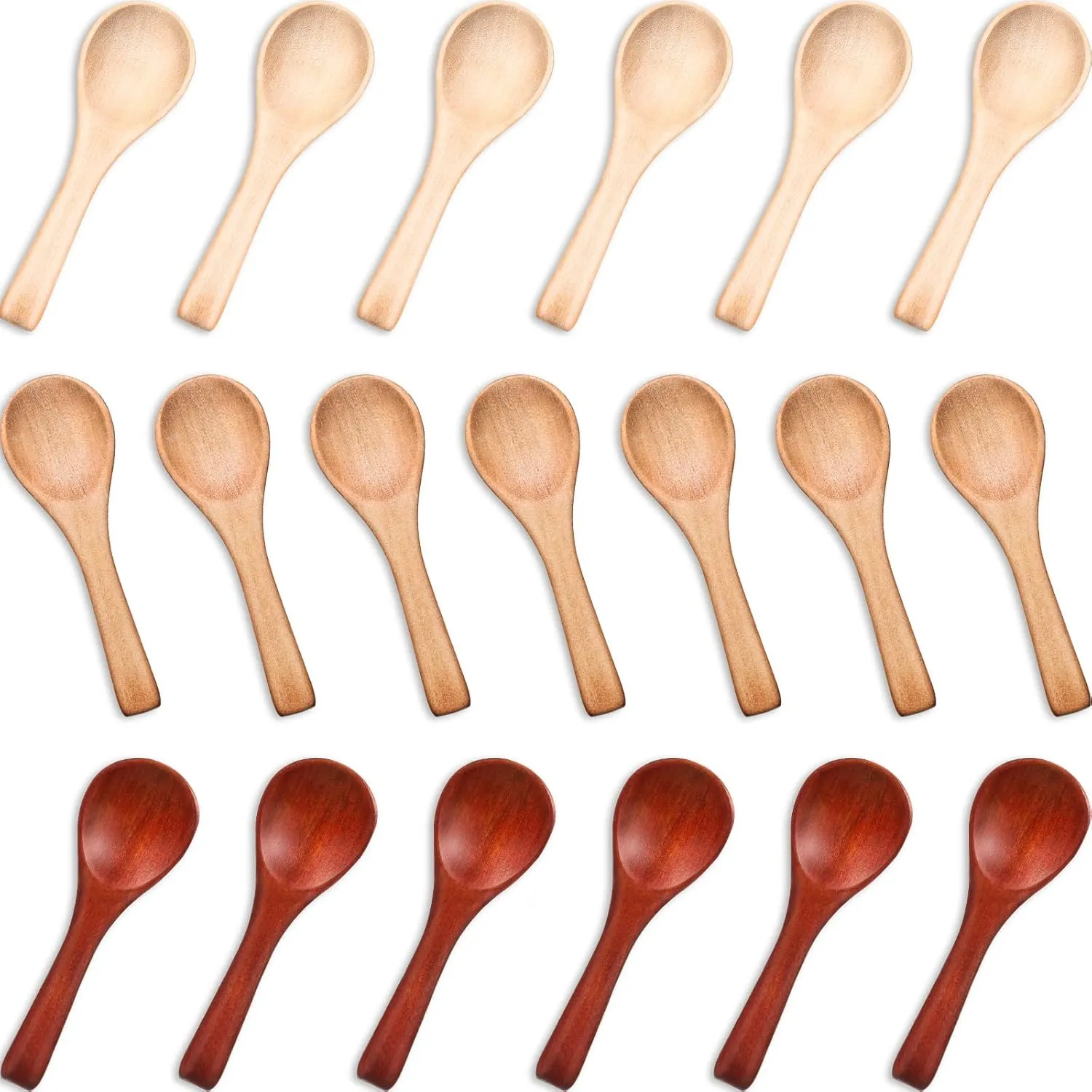 Boao 50 Pcs Small Wooden Spoons, 3.5'' L, Mini Wood Natural Tiny Spoons Wooden Little Teaspoons for Jars Sugar Creamer Honey Spices Salt Kitchen Supplies(Multiple Color)