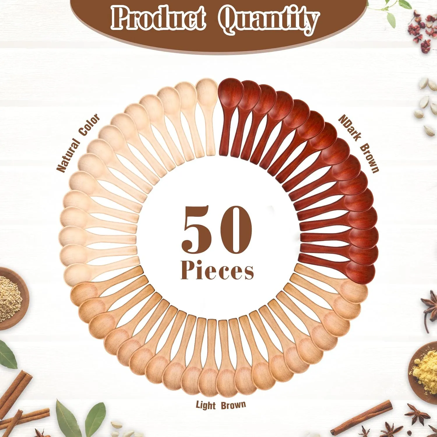 Boao 50 Pcs Small Wooden Spoons, 3.5'' L, Mini Wood Natural Tiny Spoons Wooden Little Teaspoons for Jars Sugar Creamer Honey Spices Salt Kitchen Supplies(Multiple Color)
