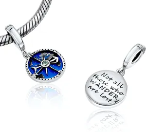 Bolenvi Not All Those Who Wander Are Lost Compass Earth 925 Sterling Silver Pendant Charm Bead for Pandora and Similar Charm Bracelets or Necklaces, Aunt