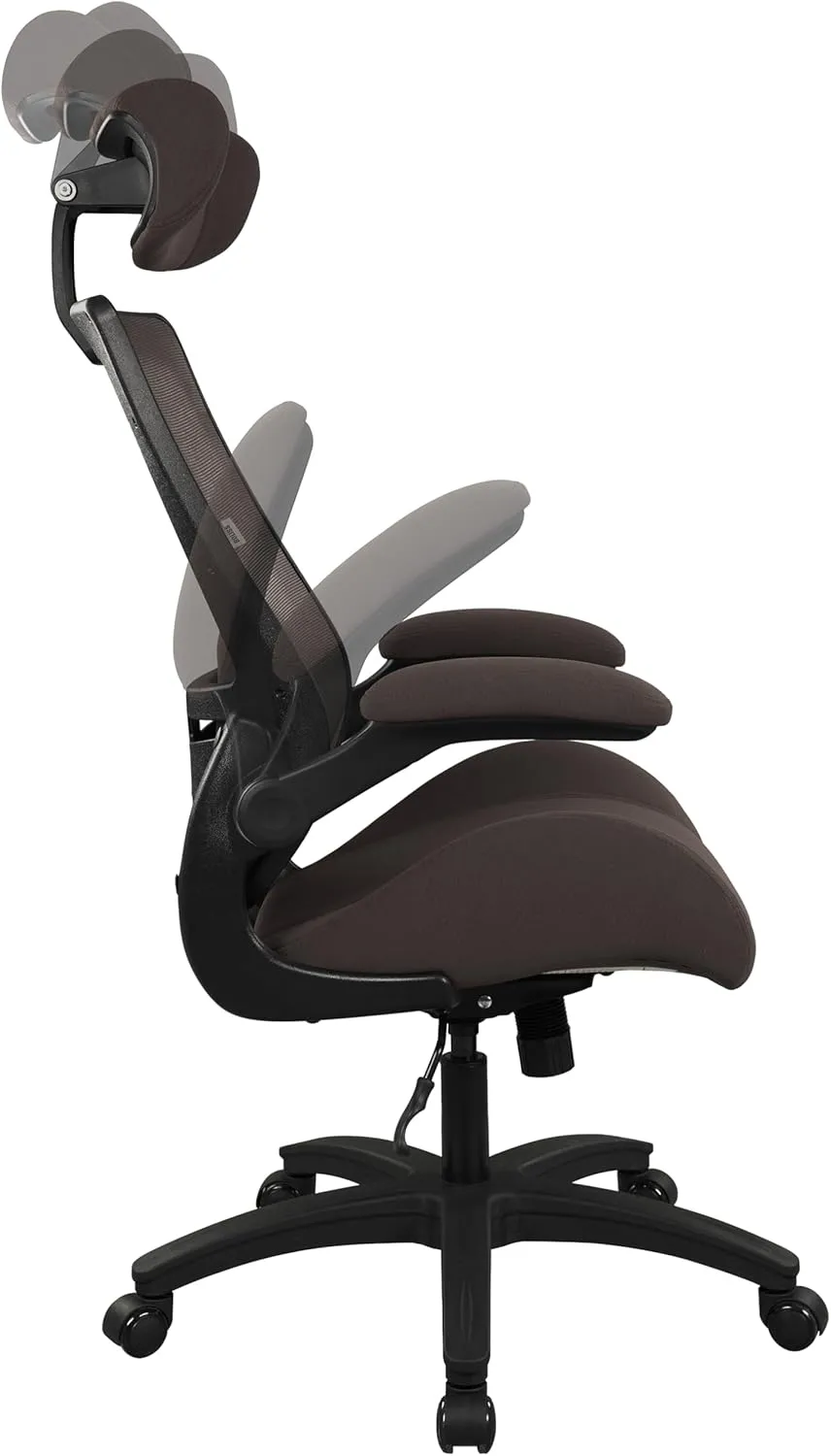 BOLISS High-Back Ergonomic Mesh Computer Office Desk Chair with Super Soft Adjustable Arms Molded Foam Seat and Lumbar Support-Brown