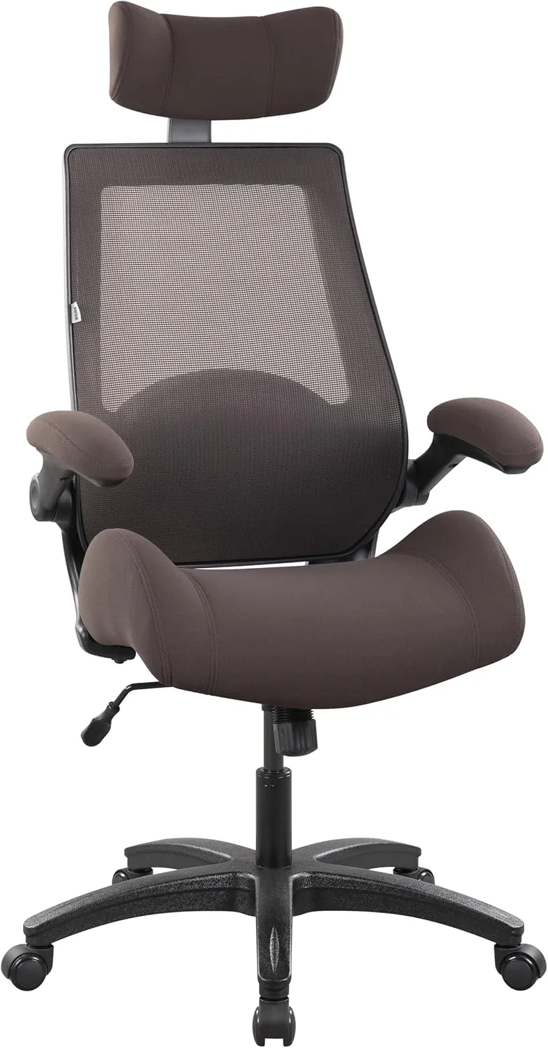 BOLISS High-Back Ergonomic Mesh Computer Office Desk Chair with Super Soft Adjustable Arms Molded Foam Seat and Lumbar Support-Brown