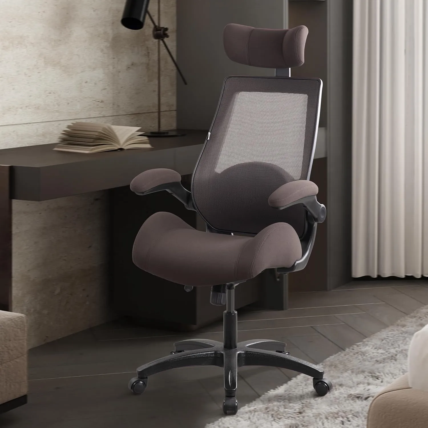BOLISS High-Back Ergonomic Mesh Computer Office Desk Chair with Super Soft Adjustable Arms Molded Foam Seat and Lumbar Support-Brown