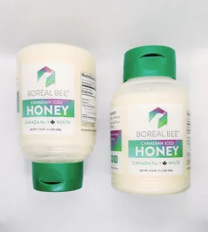 BOREAL BEE Canadian ICED Honey 35.2oz (2Pk 17.6oz each) 100% Raw, Unfiltered, Cold-Bottled, Never crystalizes