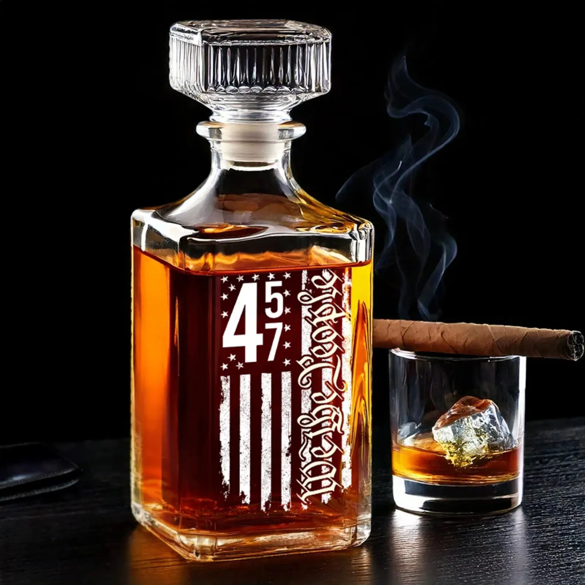 Born Free, Never Filtered - US Patriotic Pride Glass Whiskey Bottle