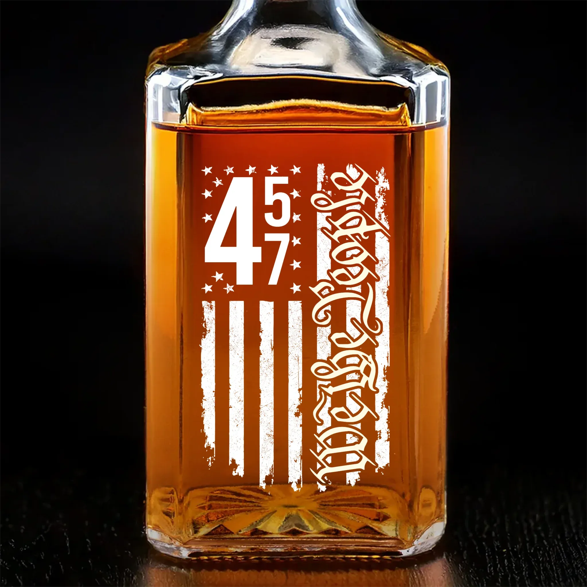 Born Free, Never Filtered - US Patriotic Pride Glass Whiskey Bottle