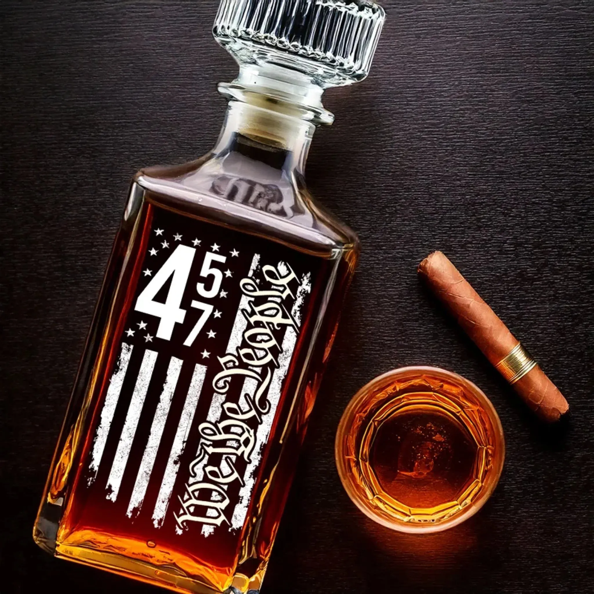 Born Free, Never Filtered - US Patriotic Pride Glass Whiskey Bottle