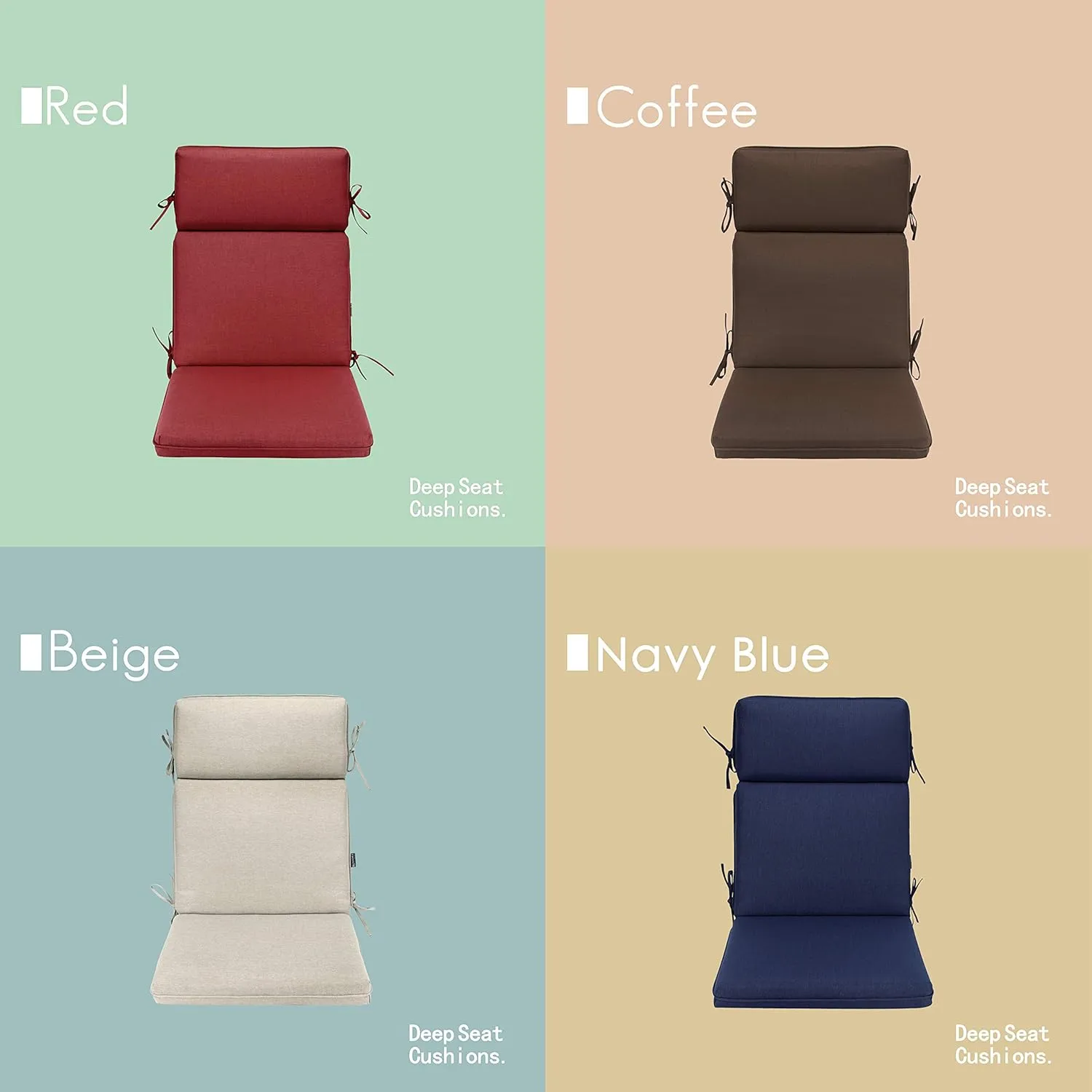 BOSSIMA Indoor Outdoor High Back Chair Cushions Replacement Patio Chair Seat Cushions (Olefin Taupe)