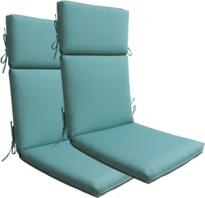 BOSSIMA Indoor Outdoor High Back Chair Cushions Replacement Patio Chair Seat Cushions Set of 2 Blue Lake