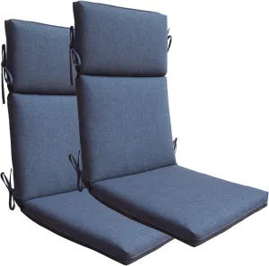 BOSSIMA Indoor Outdoor High Back Chair Cushions Replacement Patio Chair Seat Cushions Set of 2 Denim Blue