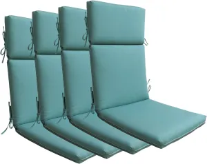 BOSSIMA Indoor Outdoor High Back Chair Cushions Replacement Patio Chair Seat Cushions Set of 4 Blue Lake