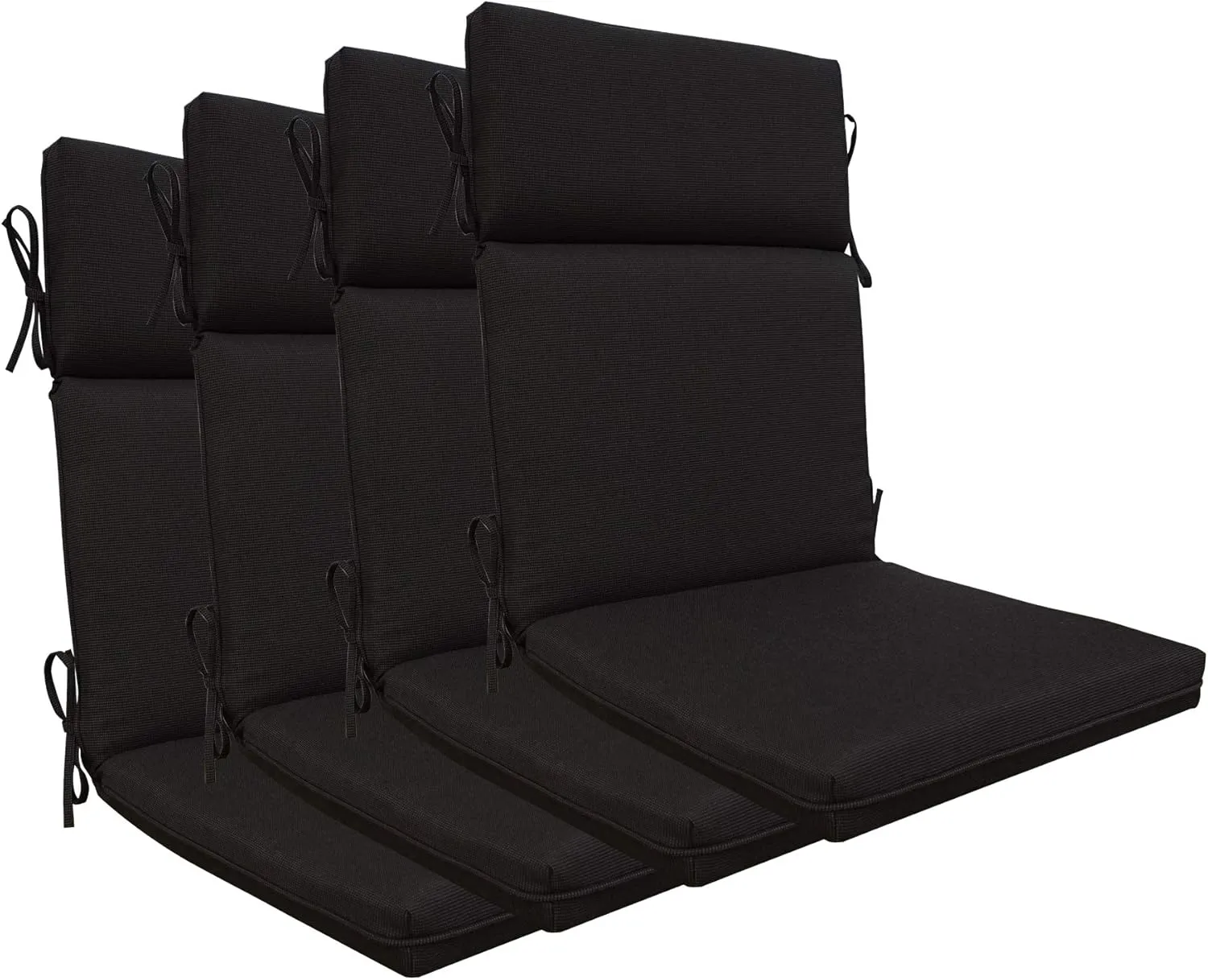 BOSSIMA Indoor Outdoor High Back Chair Cushions Replacement Patio Chair Seat Cushions Set of 4 (Olefin Black)