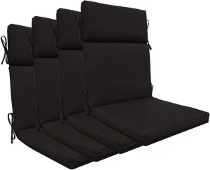BOSSIMA Indoor Outdoor High Back Chair Cushions Replacement Patio Chair Seat Cushions Set of 4 (Olefin Black)