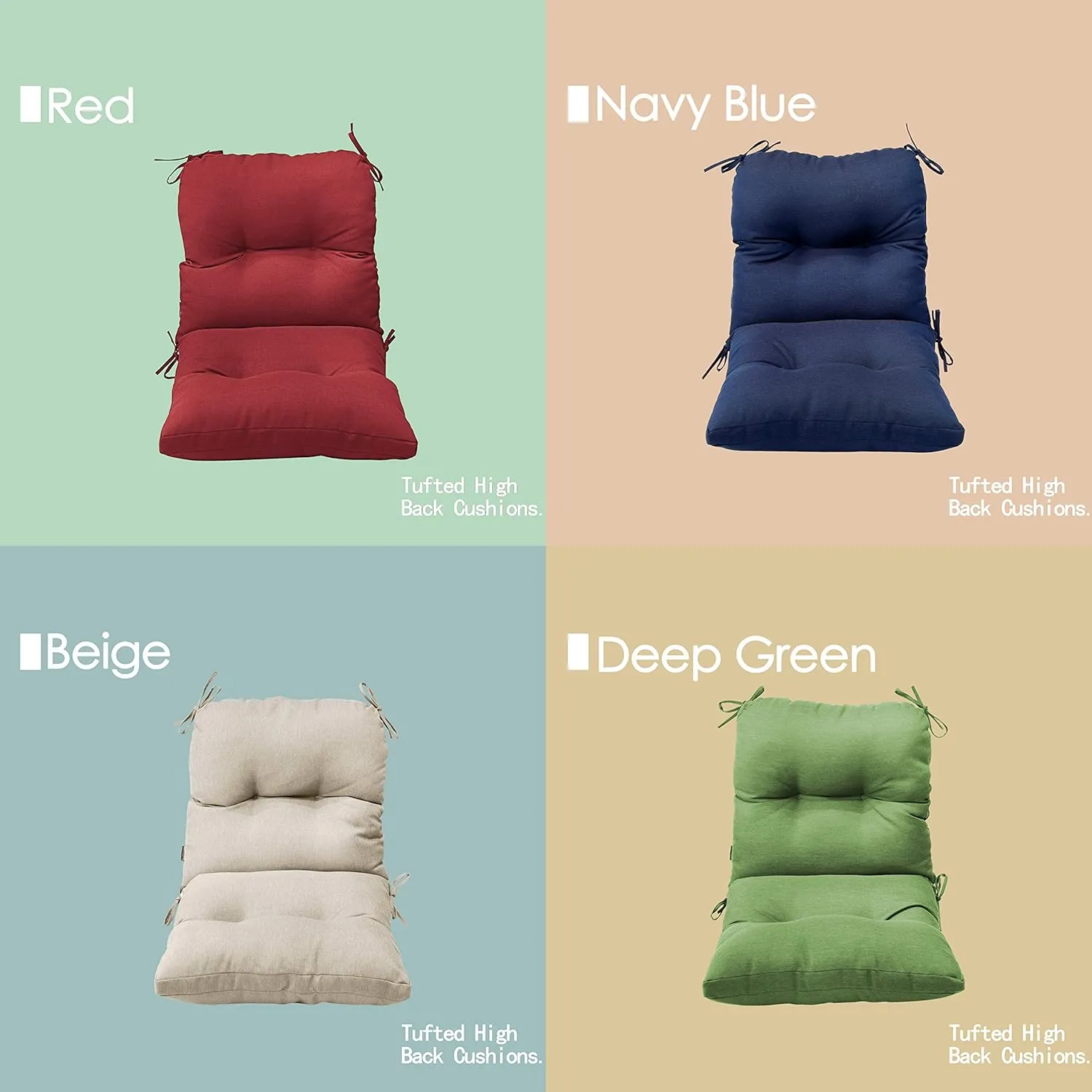BOSSIMA Outdoor Indoor High Back Chair Tufted Cushions Comfort Replacement Patio Seating Cushions Deep Green