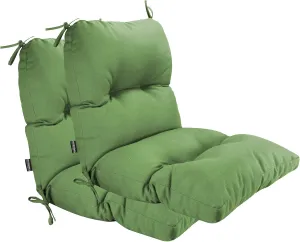 BOSSIMA Outdoor Indoor High Back Chair Tufted Thick Cushions Comfort Replacement Patio Seating Cushions Set of 2 Deep Green